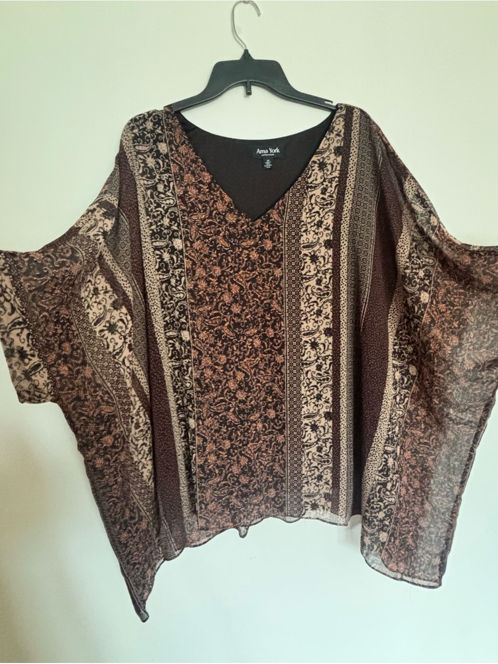 Anna York Brown & Cream Printed V-Neck Tunic